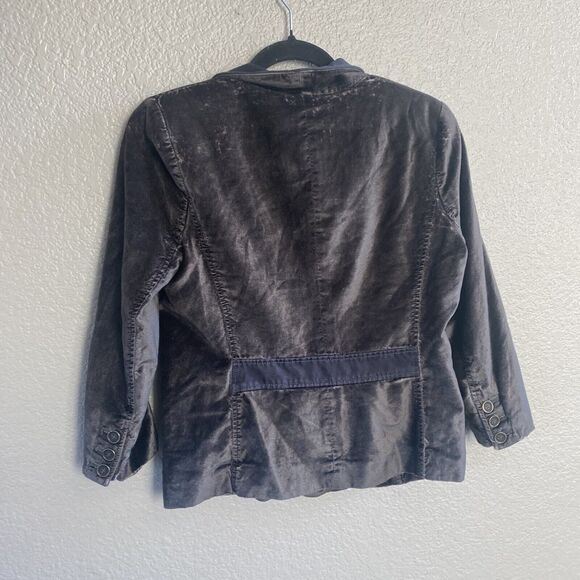 Abercrombie & Fitch Blazer Womens Medium Gray Blue Velvet Velour Cropped Jacket - Picture 2 of 15
